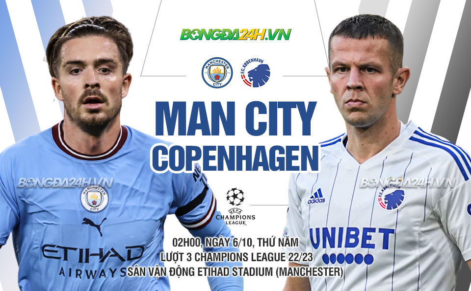 truc tiep bong da Man City vs Copenhagen cup c1 champions league hom nay